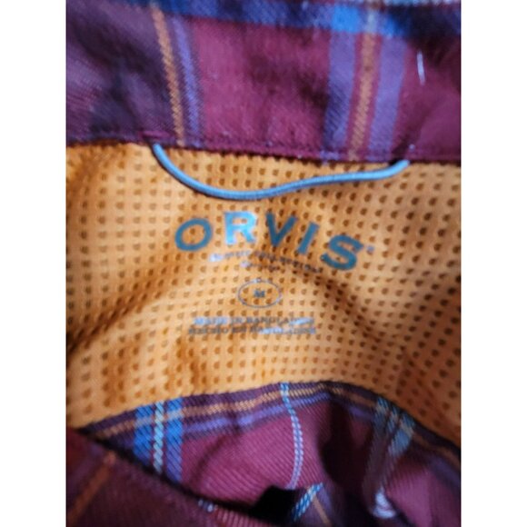 Orvis Men's Plaid Collared Long Sleeve Casual Button Up Shirt Red Size Medium - Picture 3 of 8